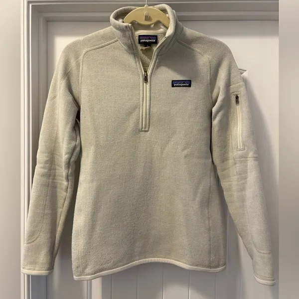 Patagonia Women's Better Sweater Cream Quarter-Zip Sweater Size Small - Image 2