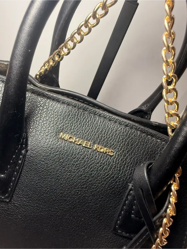 Michael Kors Avril Small Black Pebbled Leather & Suede Satchel - Image 3