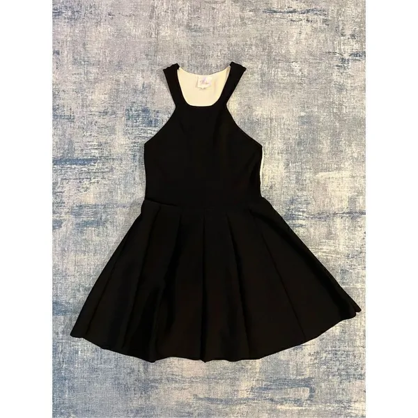 Parker Black Off White Color Block Fit & Flare Cut Out Mini Dress Small - Image 5