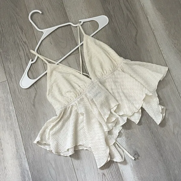 Princess Polly Tank Top asymmetrical fairy crop womens Cream (size 8) festival - Image 3