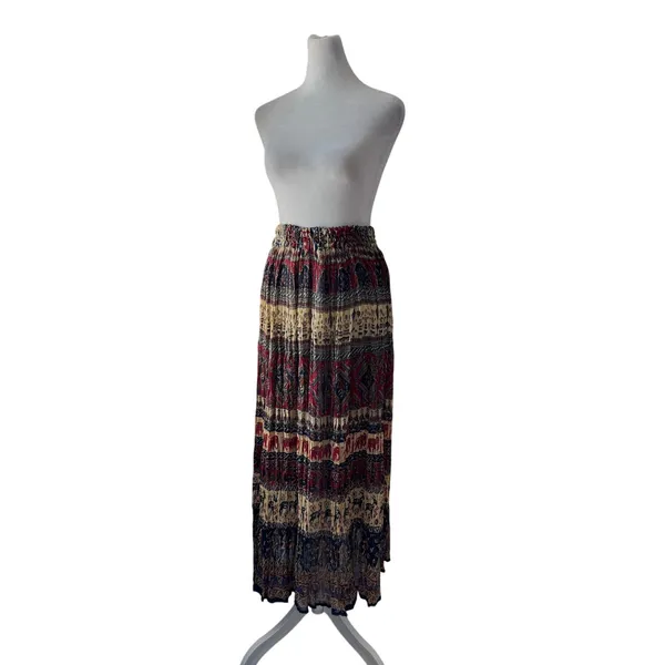 Indian Elephant + Antelope Elastic Waist Maxi Skirt - Image 2