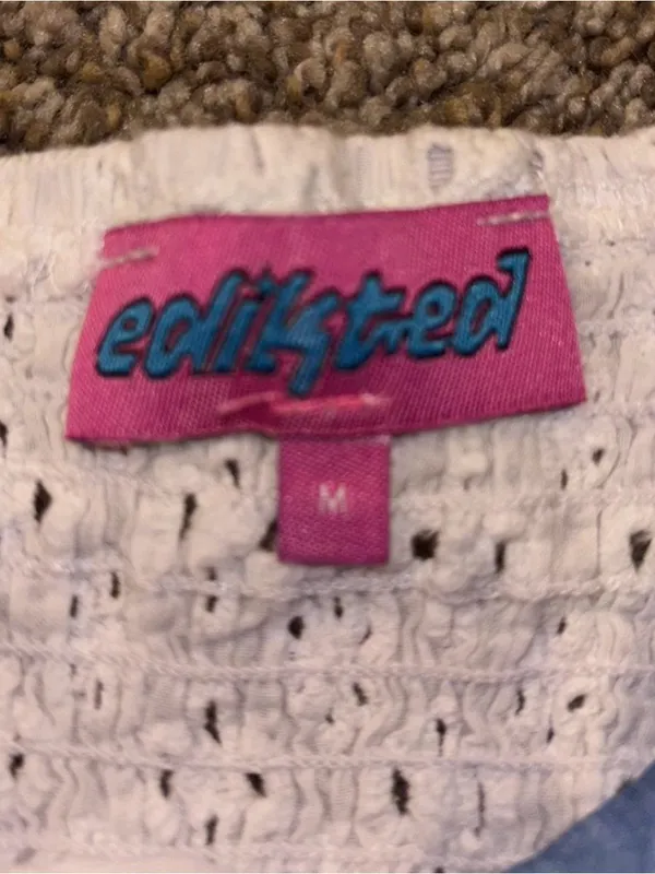 Edikted Blue and White Eyelet Bustier Tank - Image 3