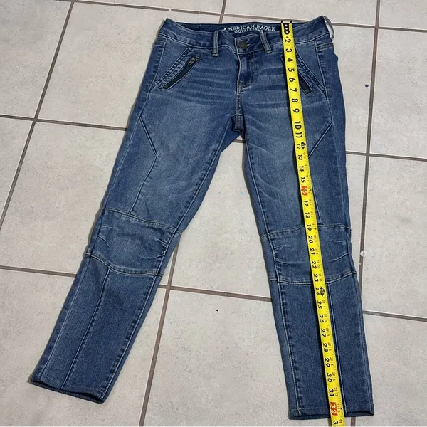 American Eagle Women Denim‎ Jegging Ankle Super Stretch Stacked Moto size 4 - Image 6
