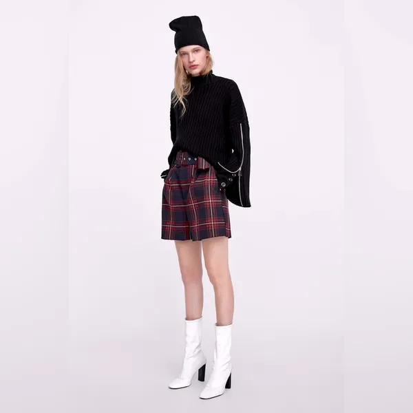 ZARA plaid red checks shorts - Image 2