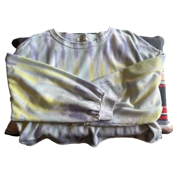 Z Supply Pastel Tie Dye Cropped Sweatshirt Medium Oversized 100% Cotton - Image 9
