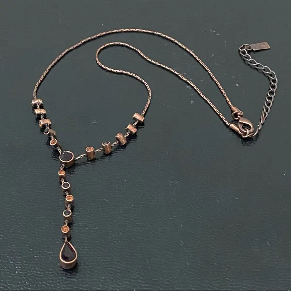 1928 Collection Copper Chocolate Rhinestones Y- Necklace - Image 4