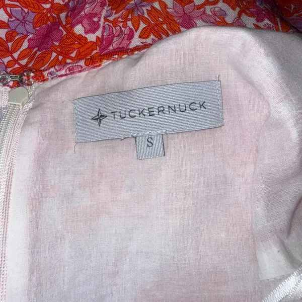 Tuckernuck Floral Mini Dress Womens Pink Orange Linen Pocket Sundress Excellent - Image 7