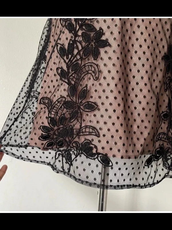 Free people Sheer Black Lace Overlay Mini Dress - Image 6