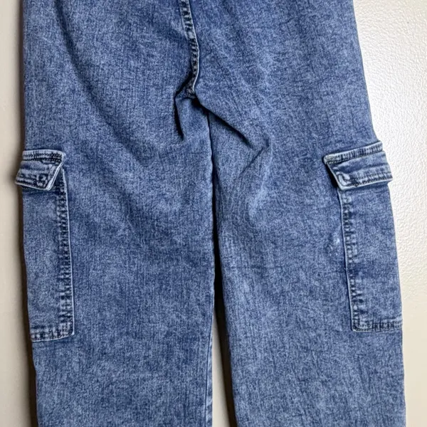 Between Us Cargo Jeans Juniors 26 Acid Wash Flare Straight Leg Y2K Denim - Image 6