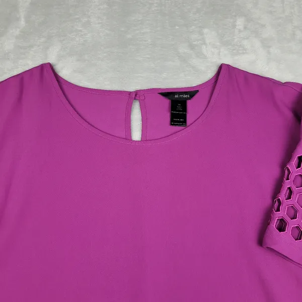 Ali Miles Women's Top Blouse Purple Short Sleeve Plus Size 1X - Image 3