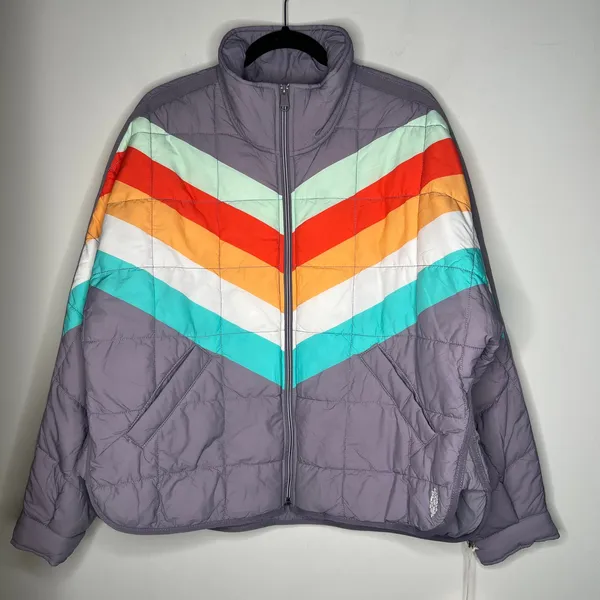 Free People Pipa Stripe Quilted Packable Puffer Jacket Size Large - Image 4