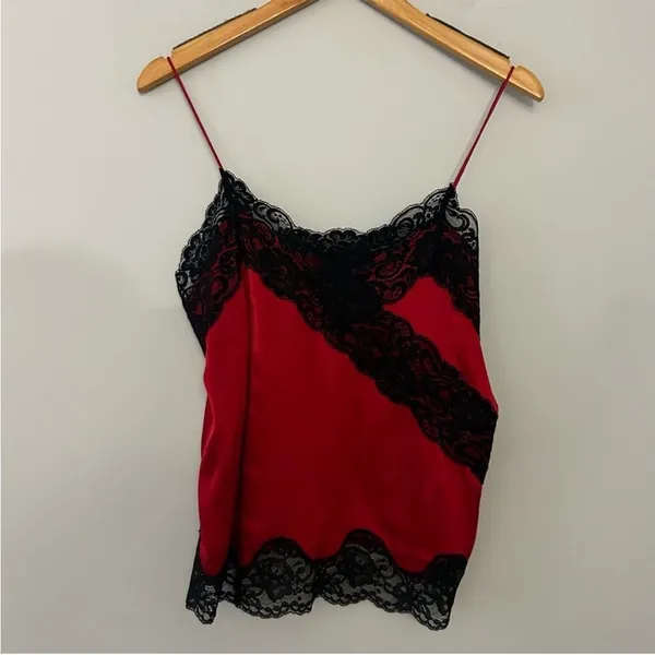 Alice +‎ Olivia Dorine Mock-Wrap Lace-Trim Silk Camisole Top size M - Image 2