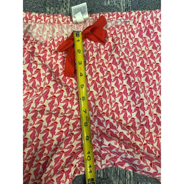 Vineyard Vines Pajama Pants Womens Medium Pink Red Seahorse Santa Print Lounge - Image 4