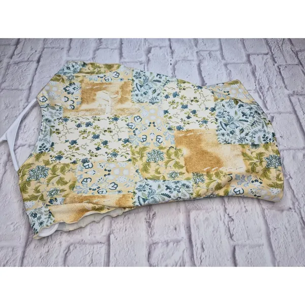 VTG Y2K Rave Patchwork Lace Top Cami Cap Sleeve Blue Yellow Cottagecore Sz S M - Image 5