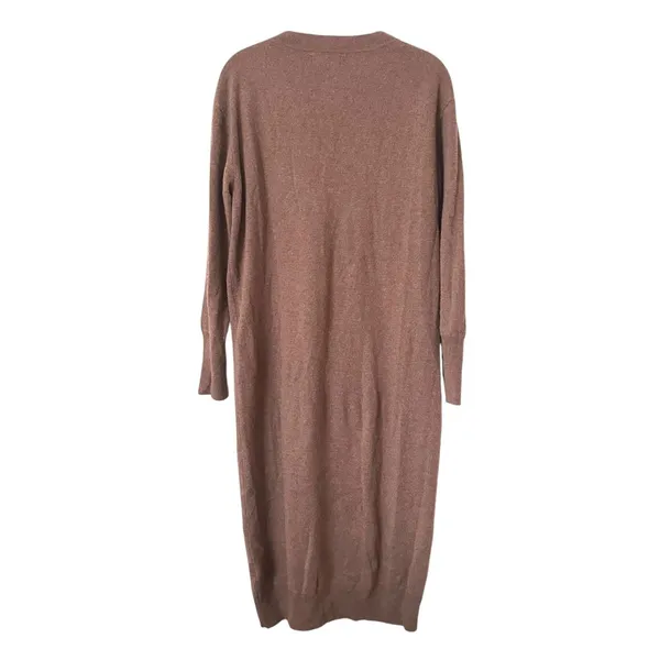 NAADAM Signature Cashmere‎ V-Neck Midi Dress Latte Brown Medium - Image 3