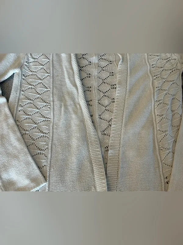 Women’s Belldini Brand White Long Length Open-Front Knit Cardigan Sweater - Image 3