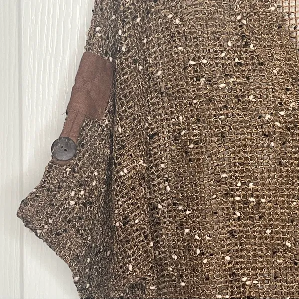 Ultimate Crochet Knit Sweater Top Size S Brown Artsy Natural Earthy - Image 4