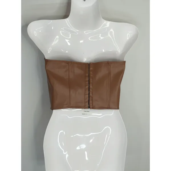 Zara Brown Corset Faux Leather Bustier Tube Chic‎ Women's Small Coastal Cowgirl - Image 4