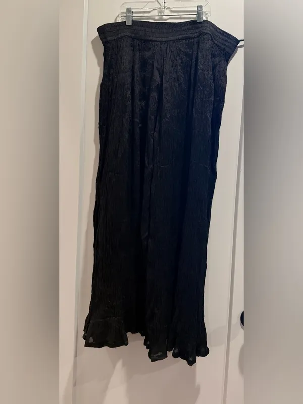 Black Crinkle‎ Wide-Leg Palazzo FlowlyPants Size Small - Image 4