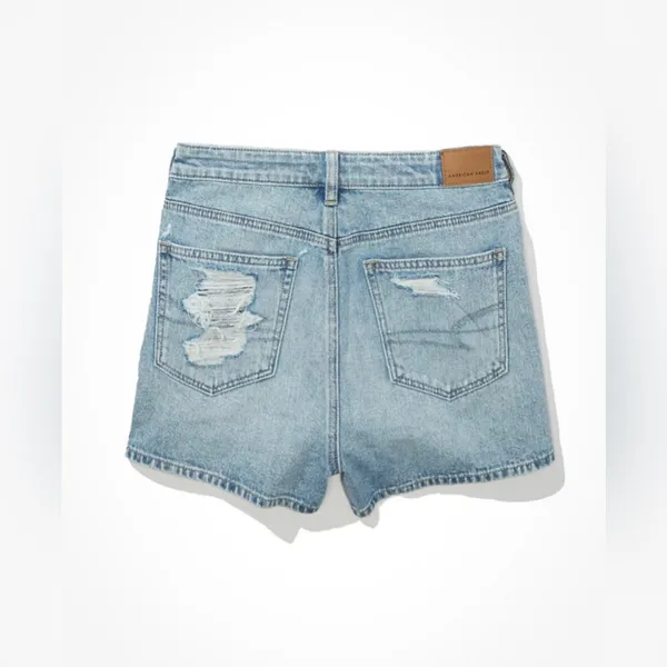 AMERICAN EAGLE High Rise Distressed Denim Mom Shorts Comfort Stretch Size 00 - Image 10