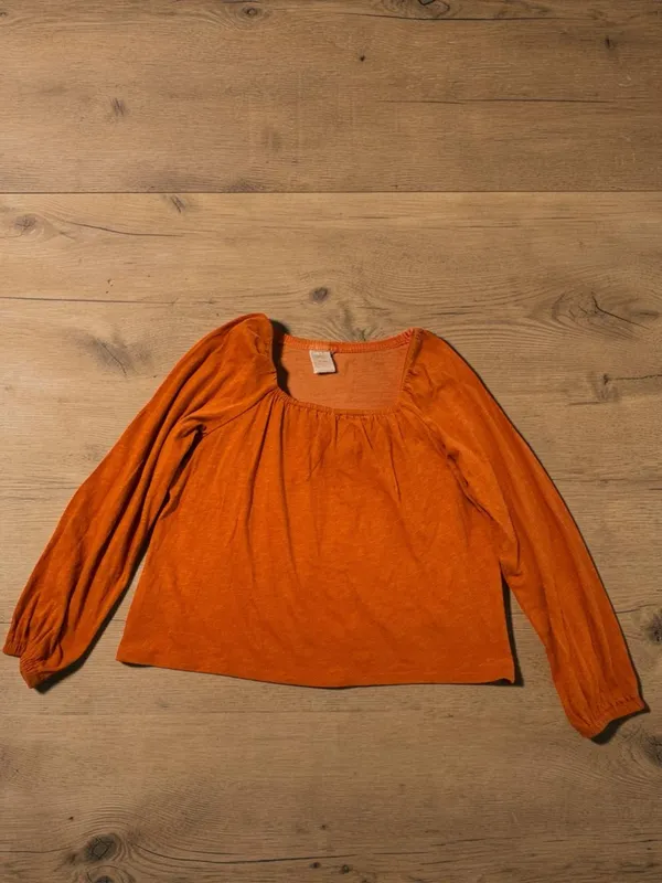 a.n.a A New Approach Women's Long Sleeve Square Neck Top Burnt Orange Size PM Pe - Image 2
