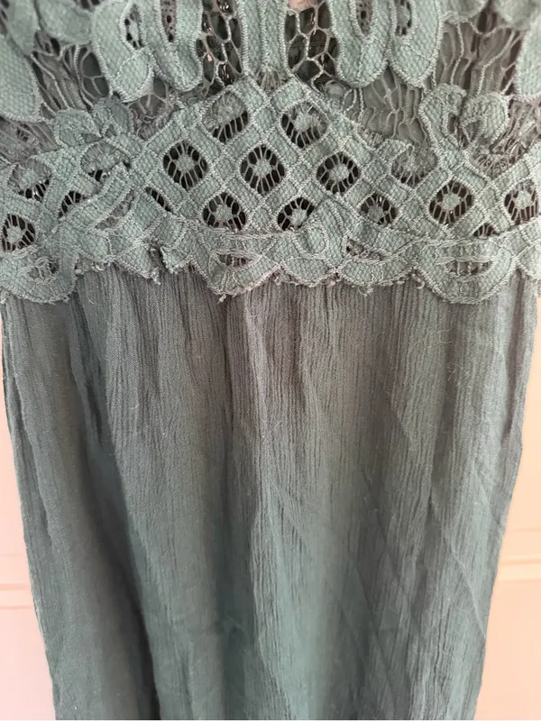 Free People FP One Adella Slip Dress XS Green Crochet Lace Boho Mini‎ - Image 2
