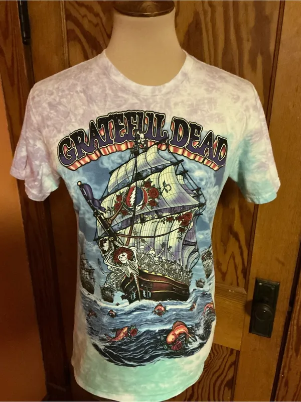 Liquid Blue Grateful Dead Ship of Fools Tie Dye T Shirt Small Deadhead - Image 3