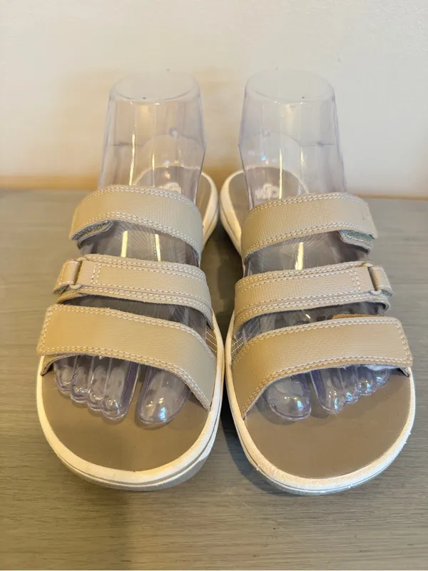 Cloudsteppers by Clark Sandals Adjustable beige brown‎ Slide Women's Sz 6 - Image 2