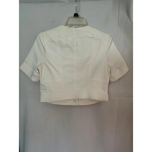 Cache White Cotton Blend Front Button Short Jacket Top Lined Side Tab NWT $118 - Image 8