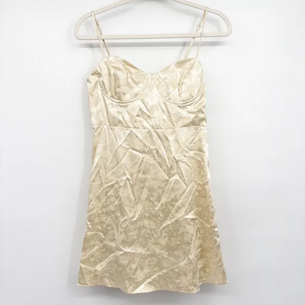 Princess Polly Womens Champagne Pop Dragon Jacquard Satin Glam Mini Dress Size 8 - Image 3