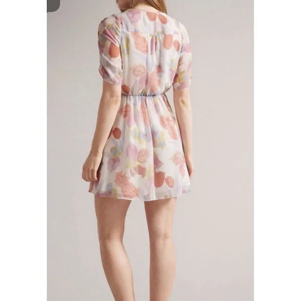 Ted Baker Dress Juleah Ruched Sleeve Dress Size 2 US Size 6 Watercolor Pastel - Image 2
