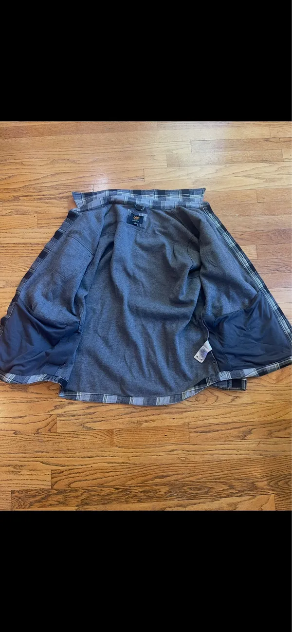 Vintage Lee Gray Plaid Collar Shirt Jacket - Image 2