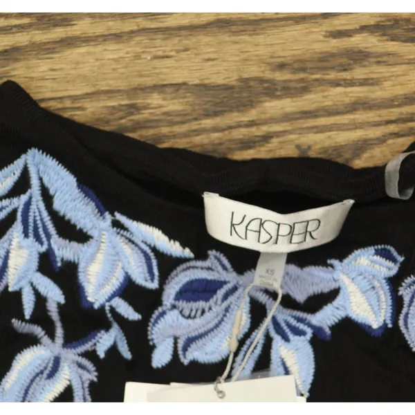 Kasper Womens Sleeveless Embroidered Sleeveless Top 10924833 Black XS - Image 4