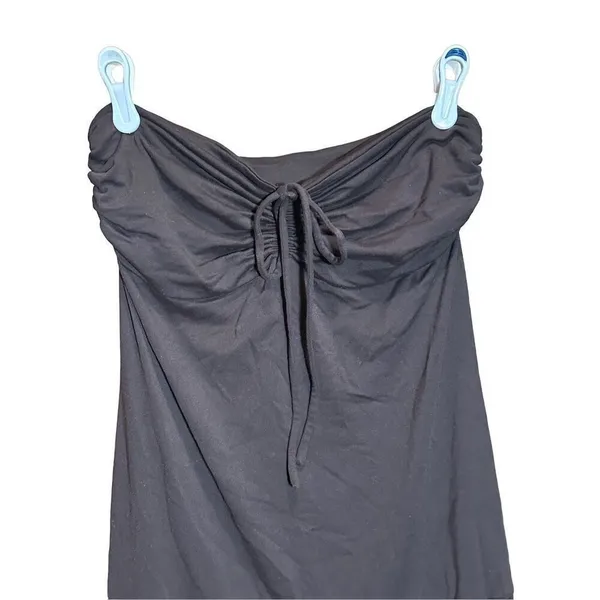 Susana Monaco Brown Strapless Ruffle Hem Womens Y2K 90s Mini Dress Sz L‎ - Image 7