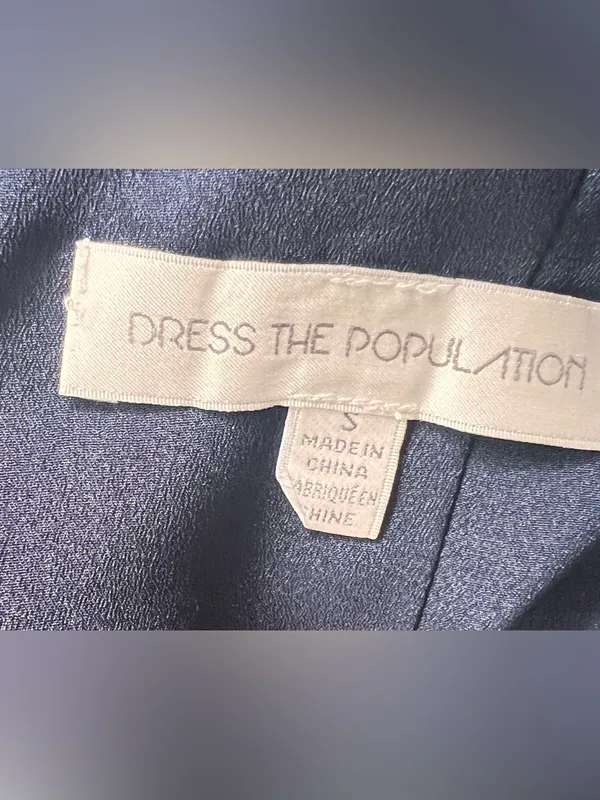 Dress the Population Navy Blue Halter Midi Dress Size Small Fit & Flare - Image 9