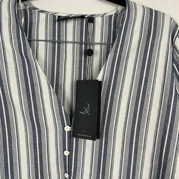 The Fifth Label Guide Stripe Top Tie Front‎ Blouse Blue White NWT S - Image 9