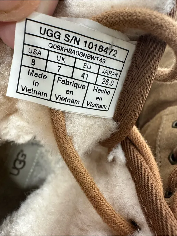 UGG Neumel Hi lace up Winter boots Sz: M8 W9.5 chestnut suede shearling lining. - Image 11