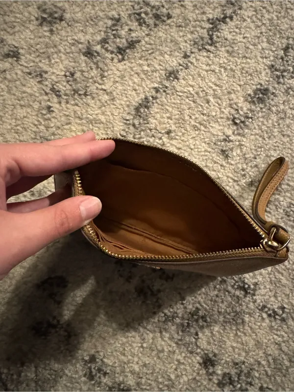 Coach Tan/Brown Leather Wristlet Pouch - Image 3