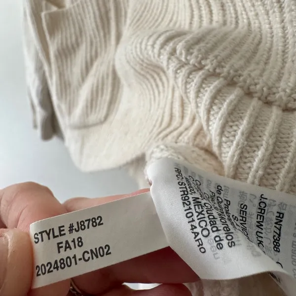 Madewell Bright‎ Ivory Knit Patch Pocket Pullover Sweater J8782 - Image 7