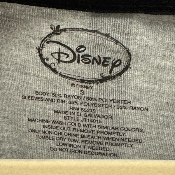 Disney‎ Mickey Mouse Skeleton Halloween Raglan Baseball Tee Gray Black Small - Image 4