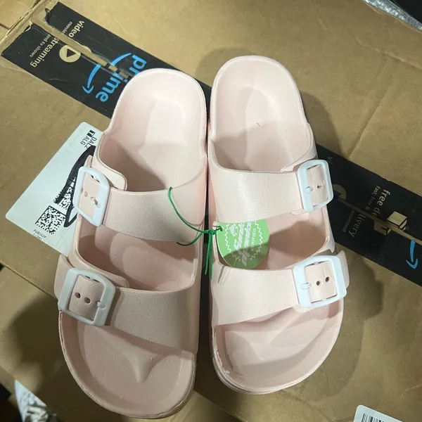 NEW FUNKYMONKEY Pink Comfort Slides Double Buckle Adjustable EVA Flat Sandals - Image 3