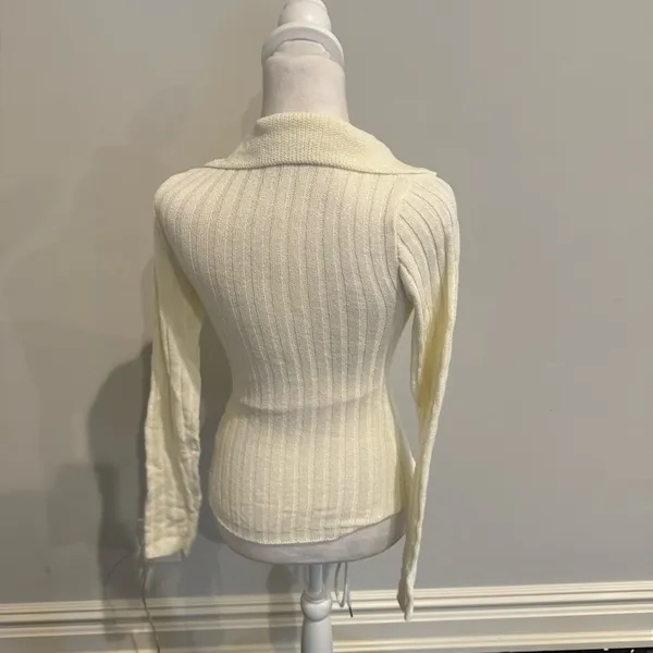 White Fox Off White Button Down Fitted Sweater - Image 4