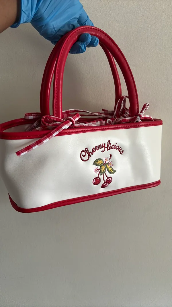 Handbag Cherrylicious White Red Gingham 🍒 - Image 12
