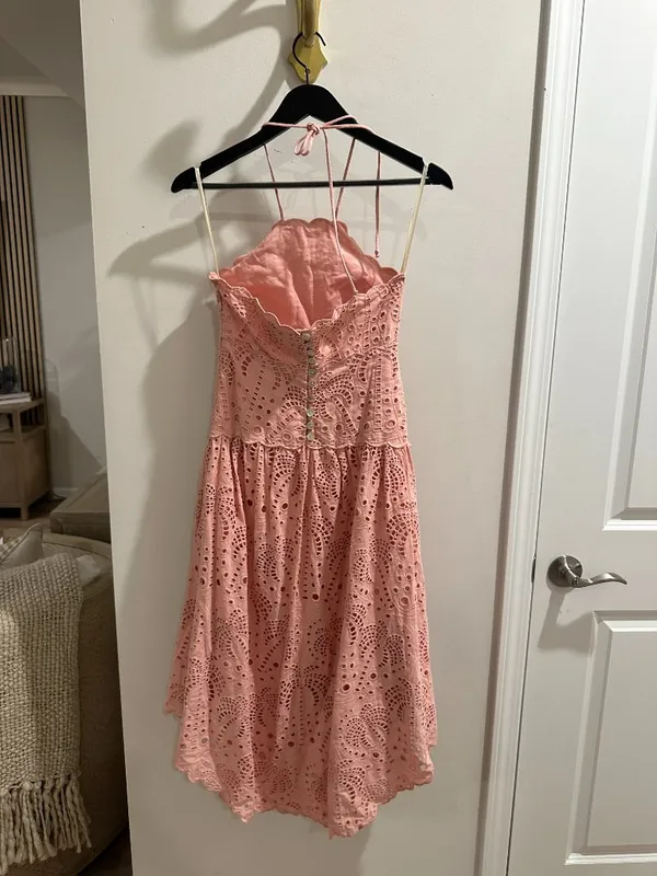 FARM RIO Blush Eyelet Midi Dress in Pink Size X-Small - Image 7