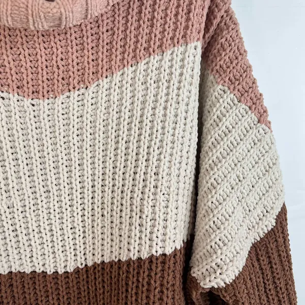 POL Size M Sweater‎ High Up In The Sky Chunky Knit Turtleneck Long Sleeve Stripe - Image 5