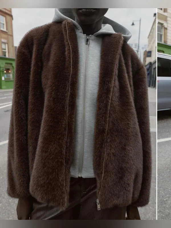 Zara fur bomber‎ jacket - Image 3
