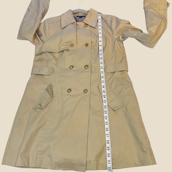 Tommy Hilfiger Women Size M‎ Beige Double Breasted Trench Raincoat Jacket Preppy - Image 7