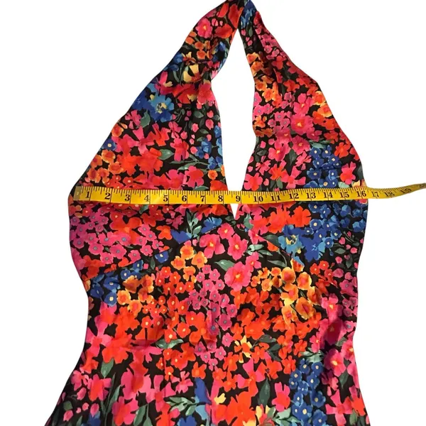 Lulus Bold Presence Floral Satin Halter Midi Dress - Size S - Image 6