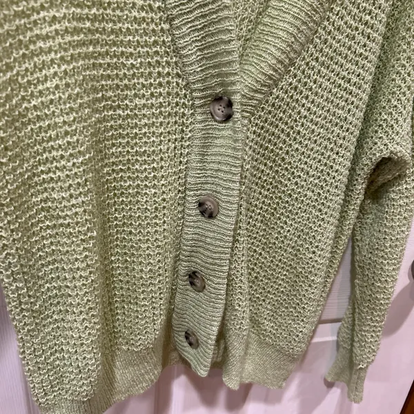 Pink Lily Light Green Button Cardigan – Oversized Small - Image 3