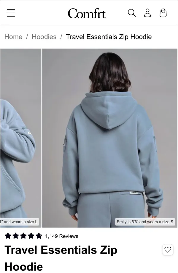 Comfrt Travel Essentials Zip Hoodie - Image 2